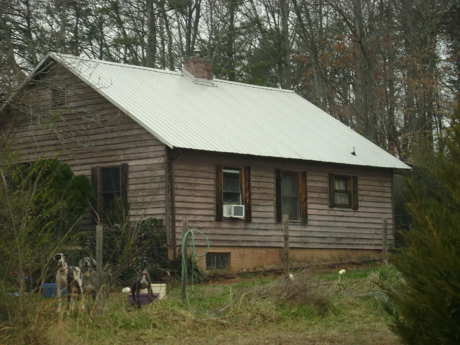 White metal roof on an old wood sided farmhouse, from a Asphalt Shingle Roof Repair job in Skull Valley